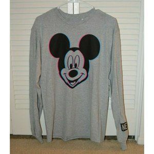 Disney Collection by NEFF #D Mickey Mouse Gray Long Sleeve T-Shirt Size Medium